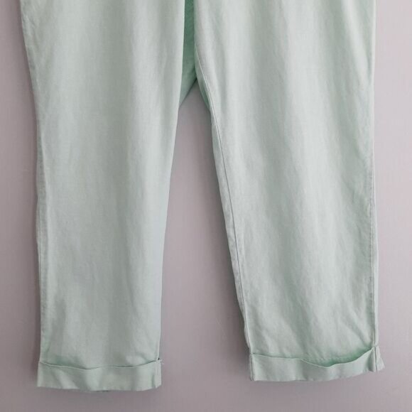 BANANA REPUBLIC Linen Cotton Blend Casual Crop Ankle Pants Pastel Green Sz 14 - Picture 4 of 12